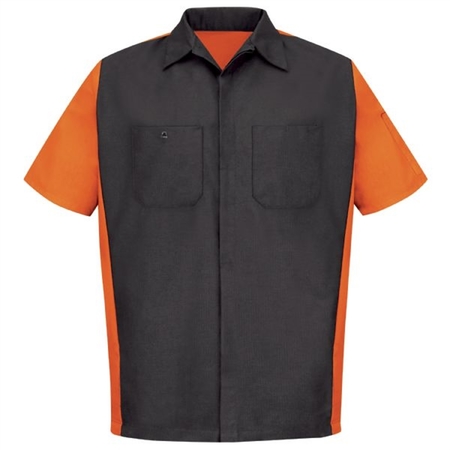 WORKWEAR OUTFITTERS Men's Short Sleeve Two-Tone Crew Shirt Charcoal/Orange, 3XL SY20CO-SS-3XL